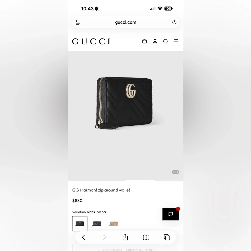 Gucci Black Quilted Leather Clutch with Gold Double G